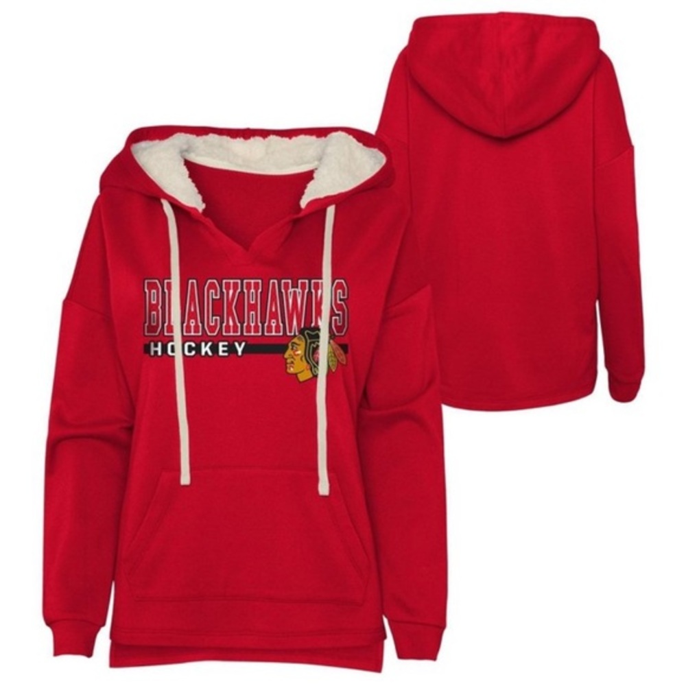 NHL Chicago Blackhawks Girls' Long Sleeve Poly Fleece Hooded Sweatshirt